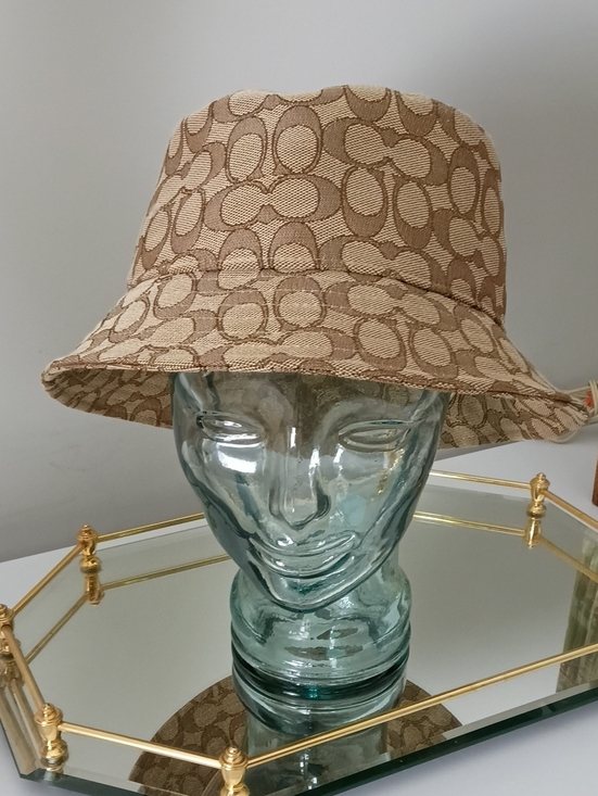 Coach Accessories - Coach Beige and Tan Signature Bucket Hat